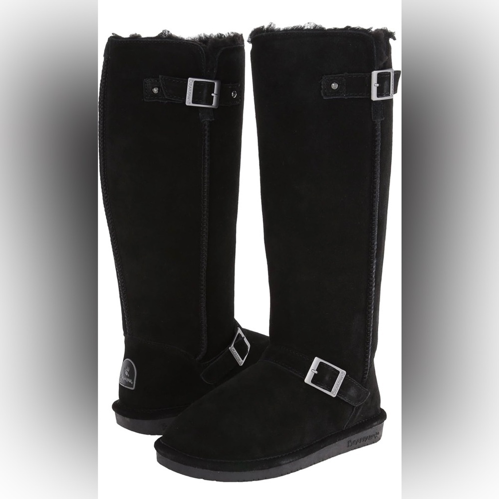 BEARPAW Women's Black Suede Knee-High Boots